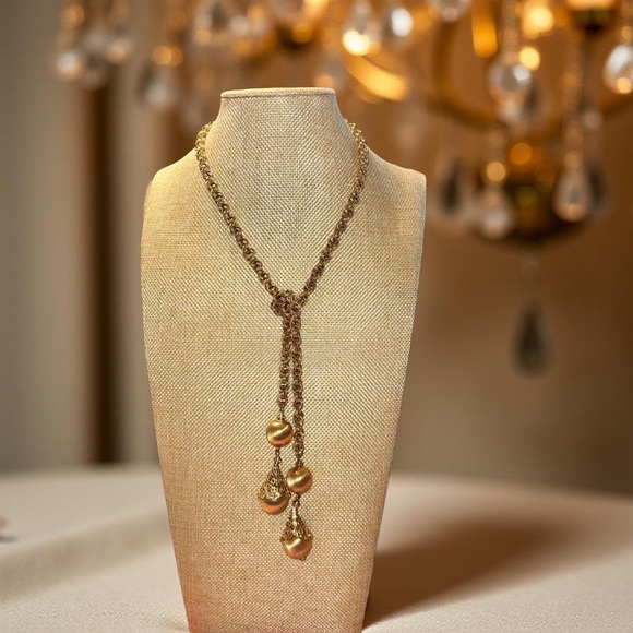 Vintage 1961 Monet Gold PlatedBolero Lariat Necklace Alice Vega